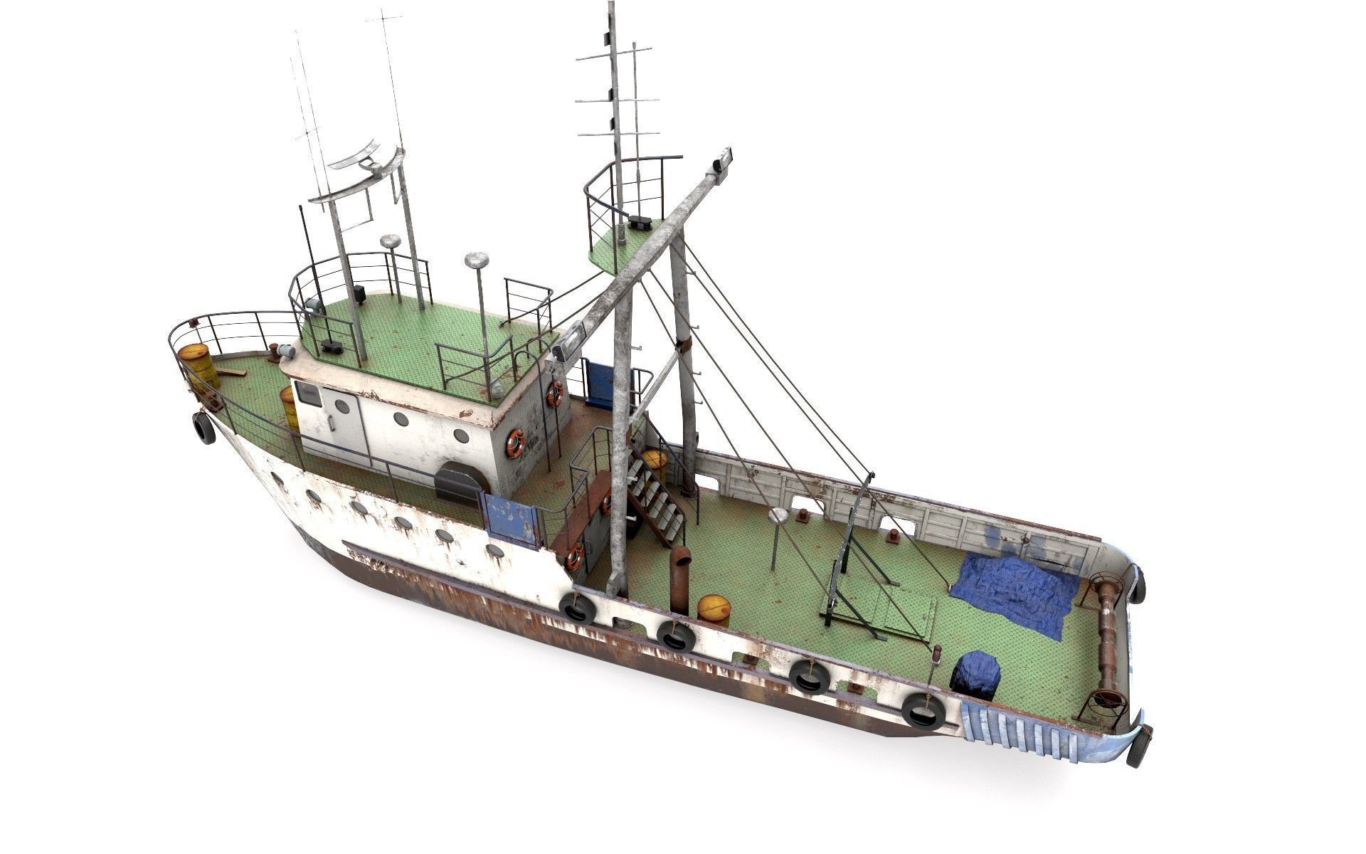 Old Vessel Ship  Low-poly 3D model_6