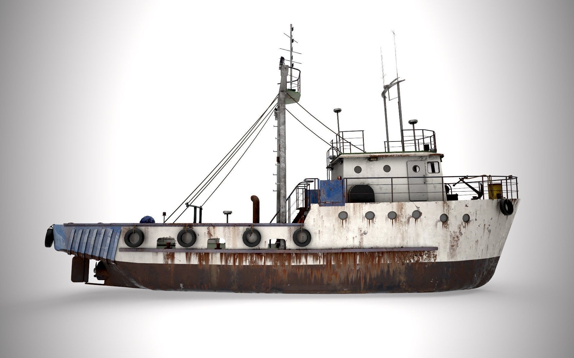 Old Vessel Ship  Low-poly 3D model_2