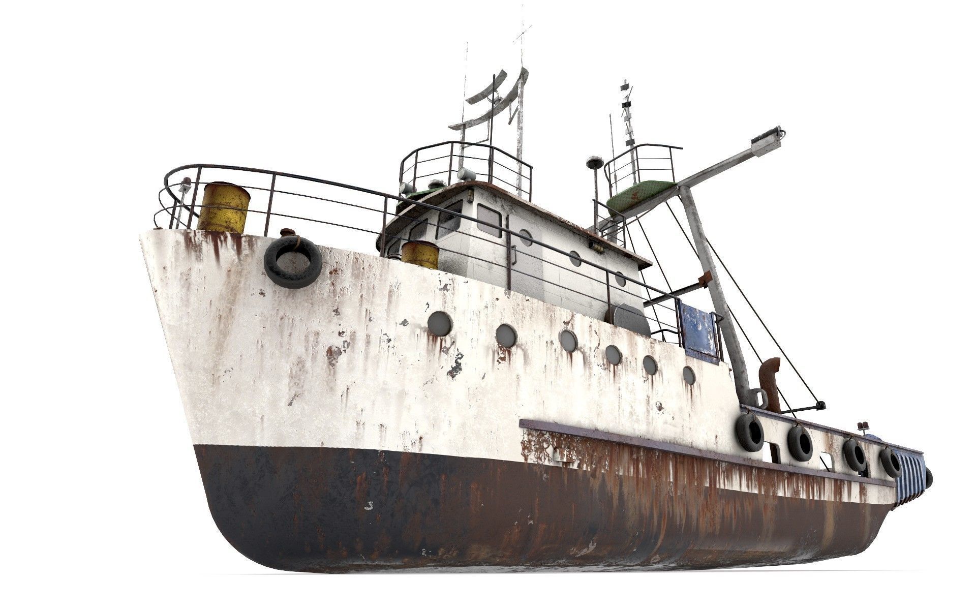 Old Vessel Ship  Low-poly 3D model_7