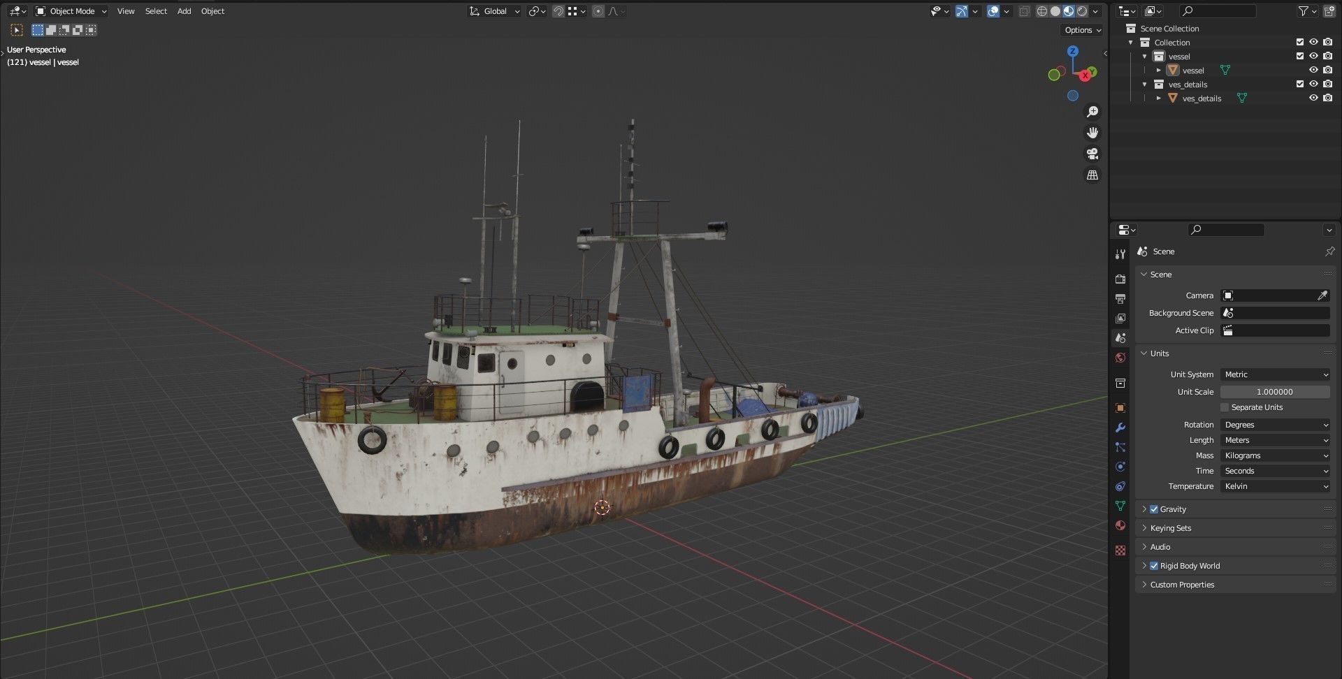 Old Vessel Ship  Low-poly 3D model_10