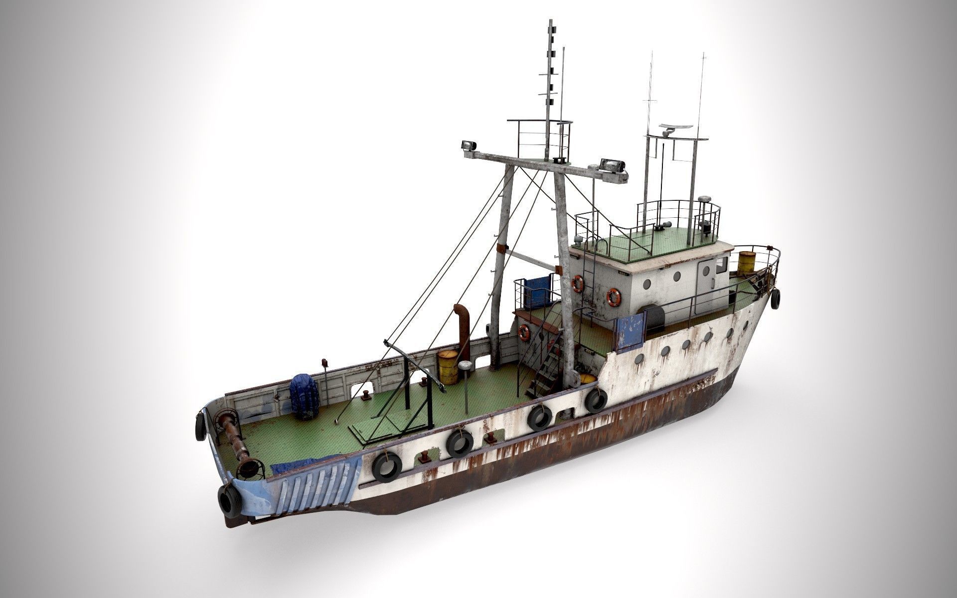 Old Vessel Ship  Low-poly 3D model_1