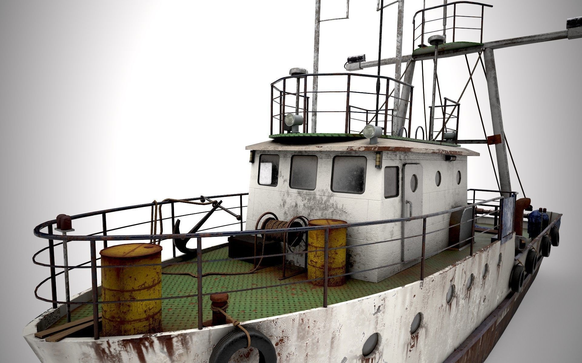 Old Vessel Ship  Low-poly 3D model_3