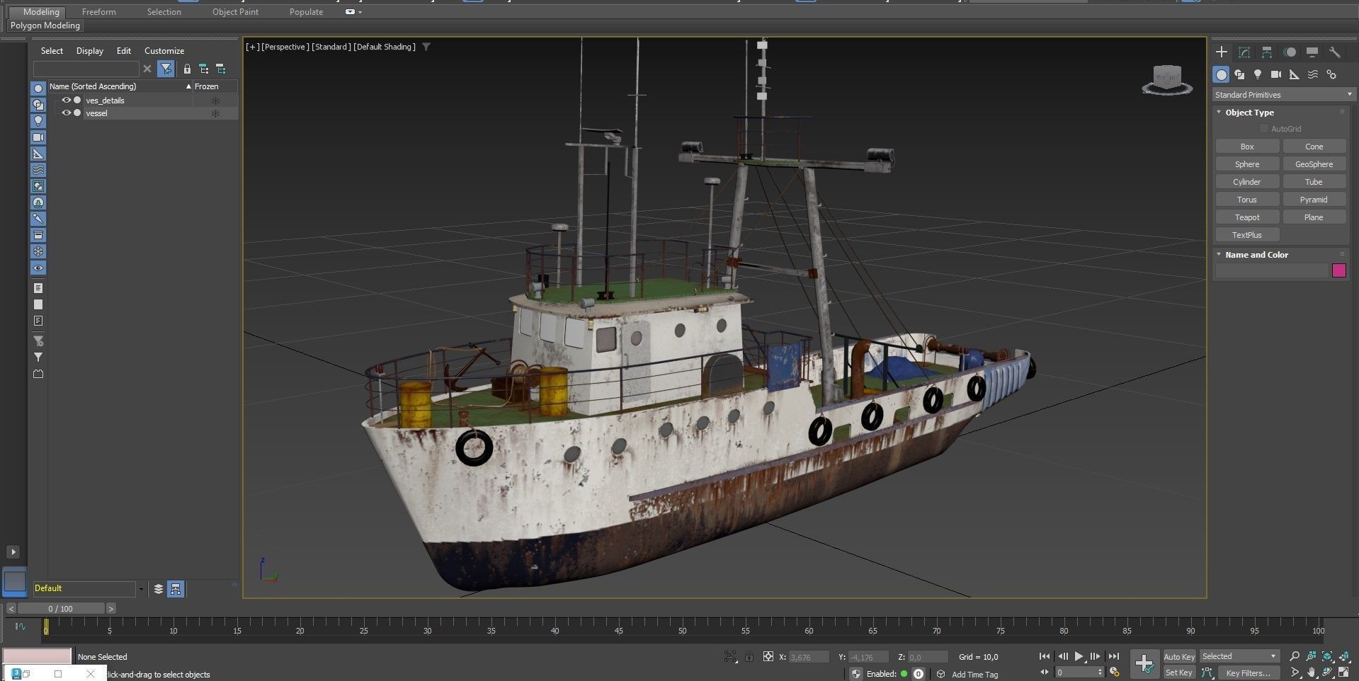 Old Vessel Ship  Low-poly 3D model_8