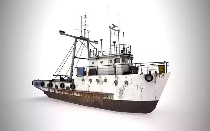 Old Vessel Ship  Low-poly 3D model