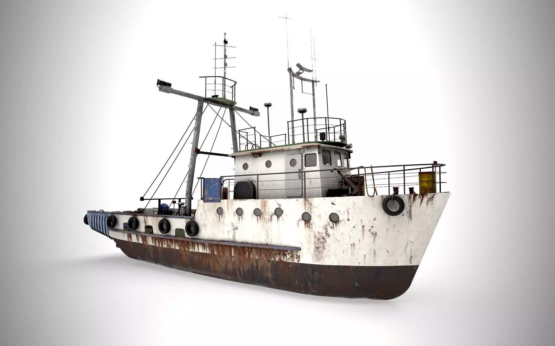Old Vessel Ship  Low-poly 3D model_0