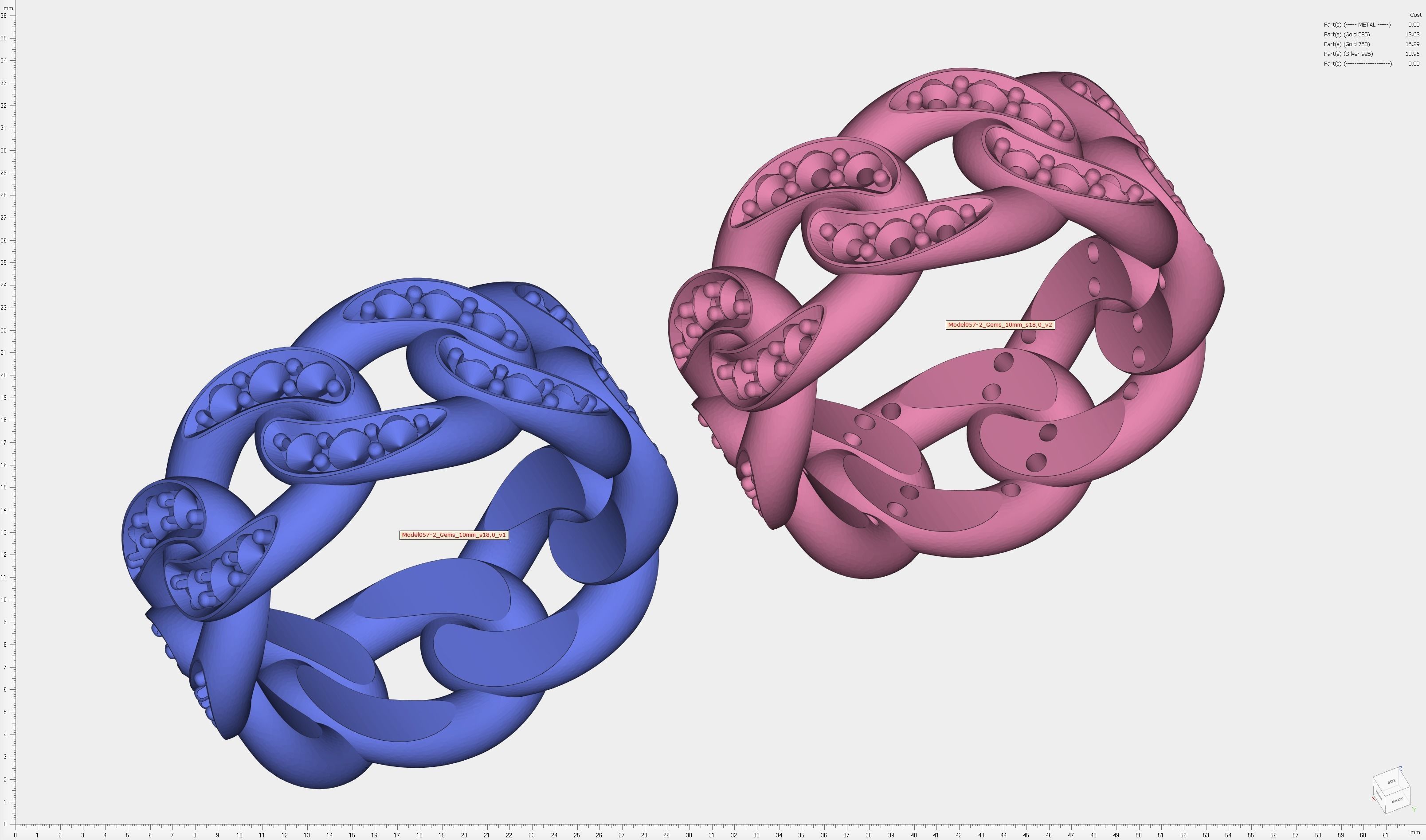 Model057-2 - Cuban Ring  10 mm with Diamonds - Sizes 18mm US 8 3D print model_7