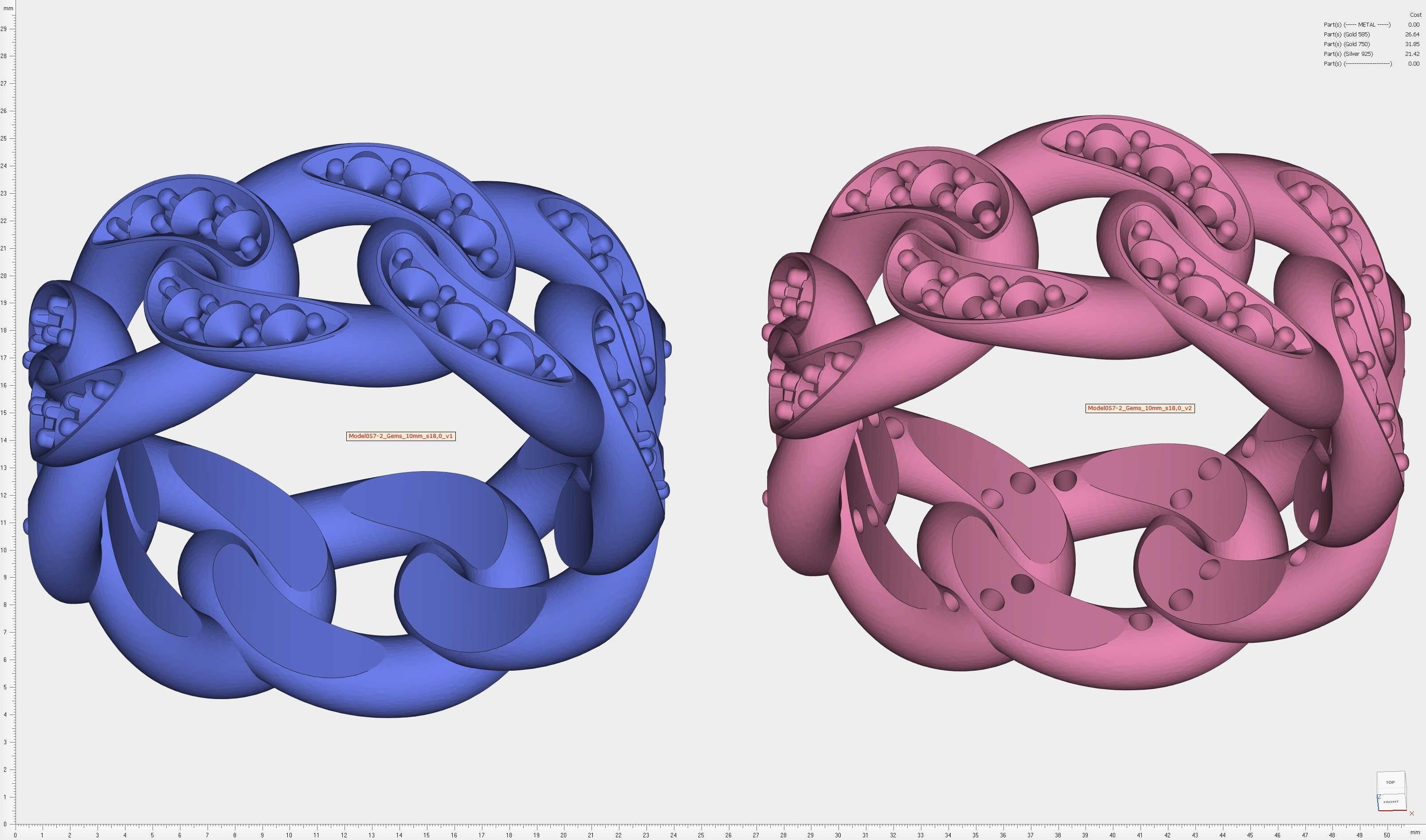 Model057-2 - Cuban Ring  10 mm with Diamonds - Sizes 18mm US 8 3D print model_10