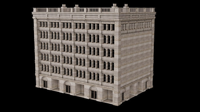 City Building Kitbash Architecture Old and Modern Blend FBX OBJ 3D model 6