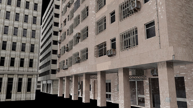 City Building Kitbash Architecture Old and Modern Blend FBX OBJ 3D model 4