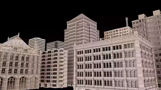 City Building Kitbash Architecture Old and Modern Blend FBX OBJ 3D model