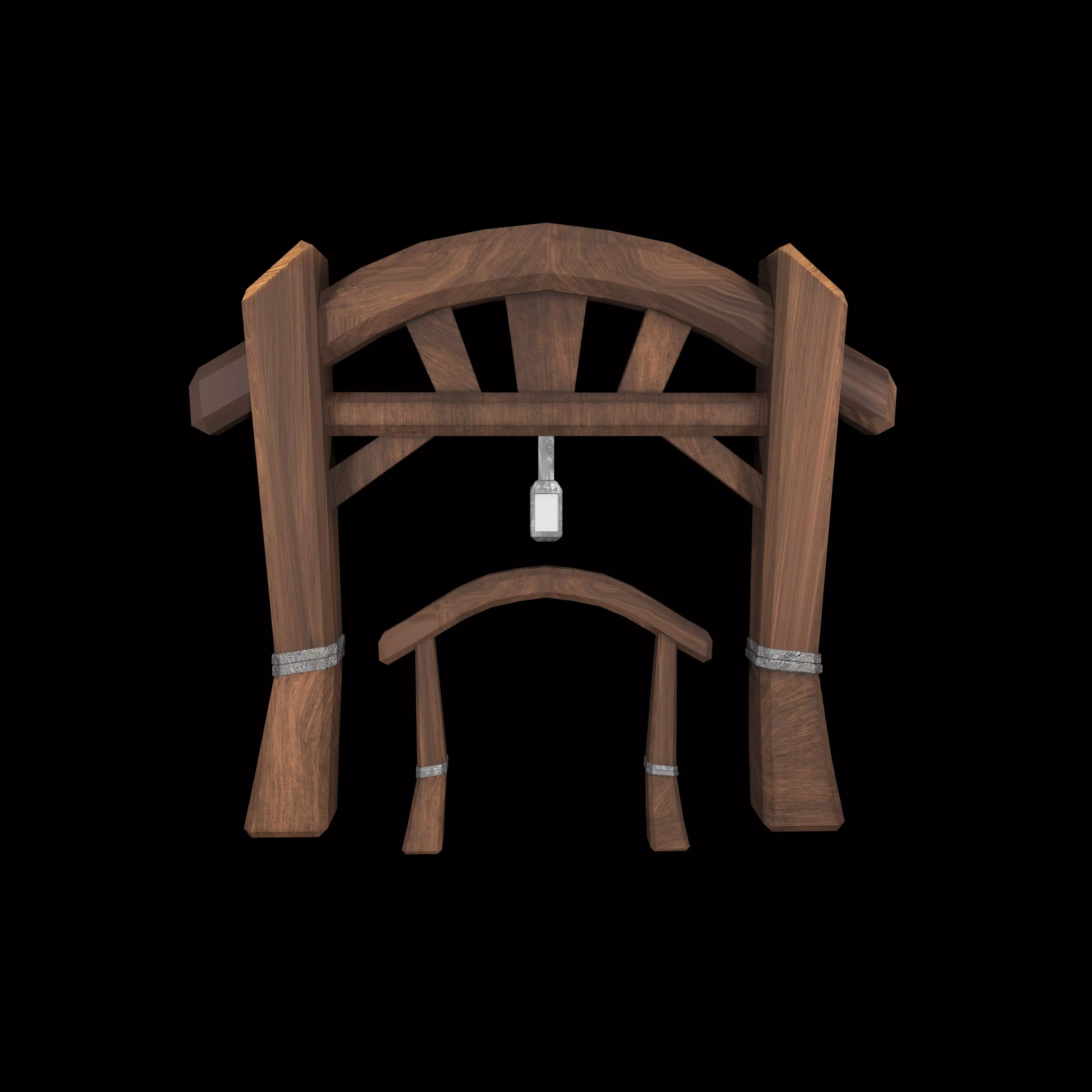 village entry gate Low-poly 3D model