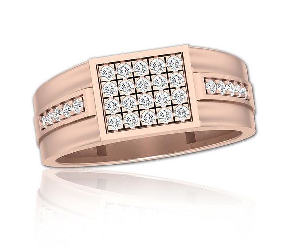 Diamond Gents Ring  Jewelry 3D print model