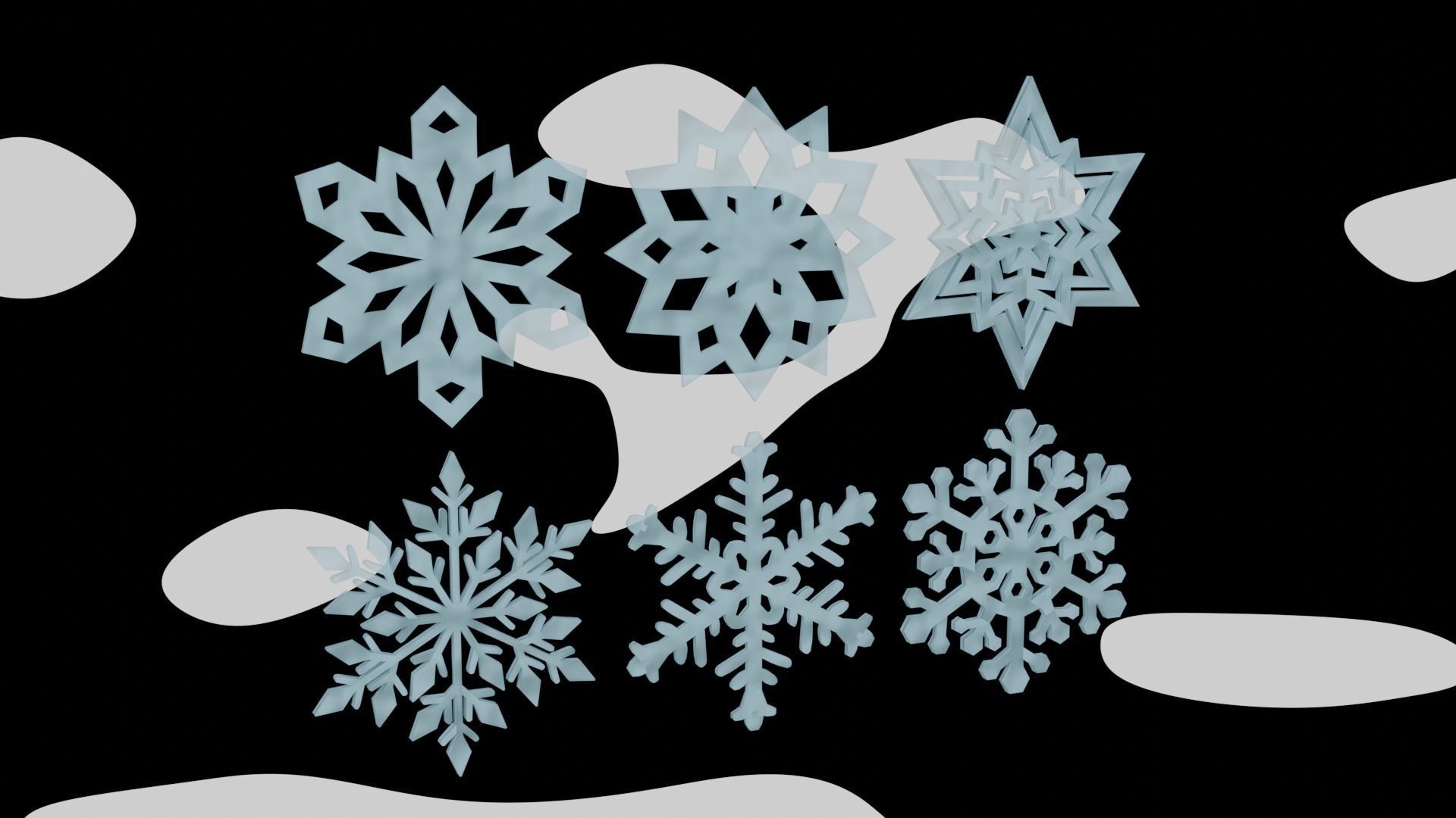 Snowflake collection ice Low-poly 3D model_1