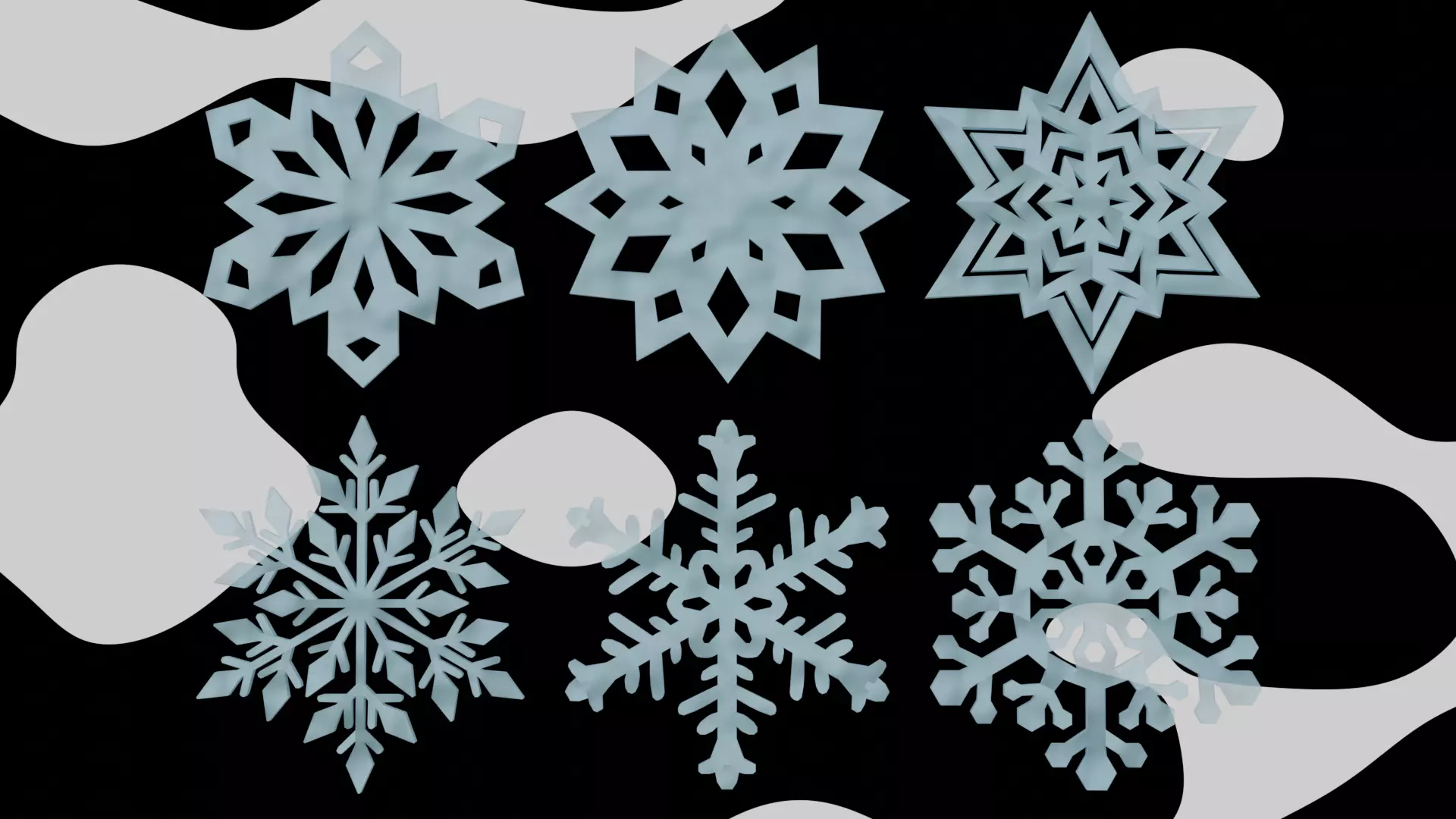 Snowflake collection ice Low-poly 3D model_0
