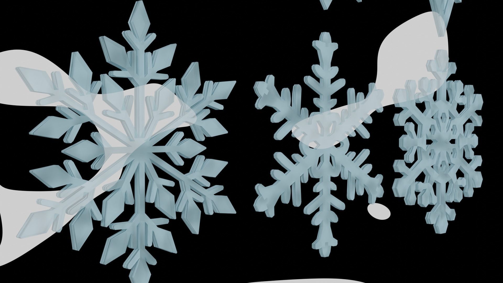 Snowflake collection ice Low-poly 3D model_2
