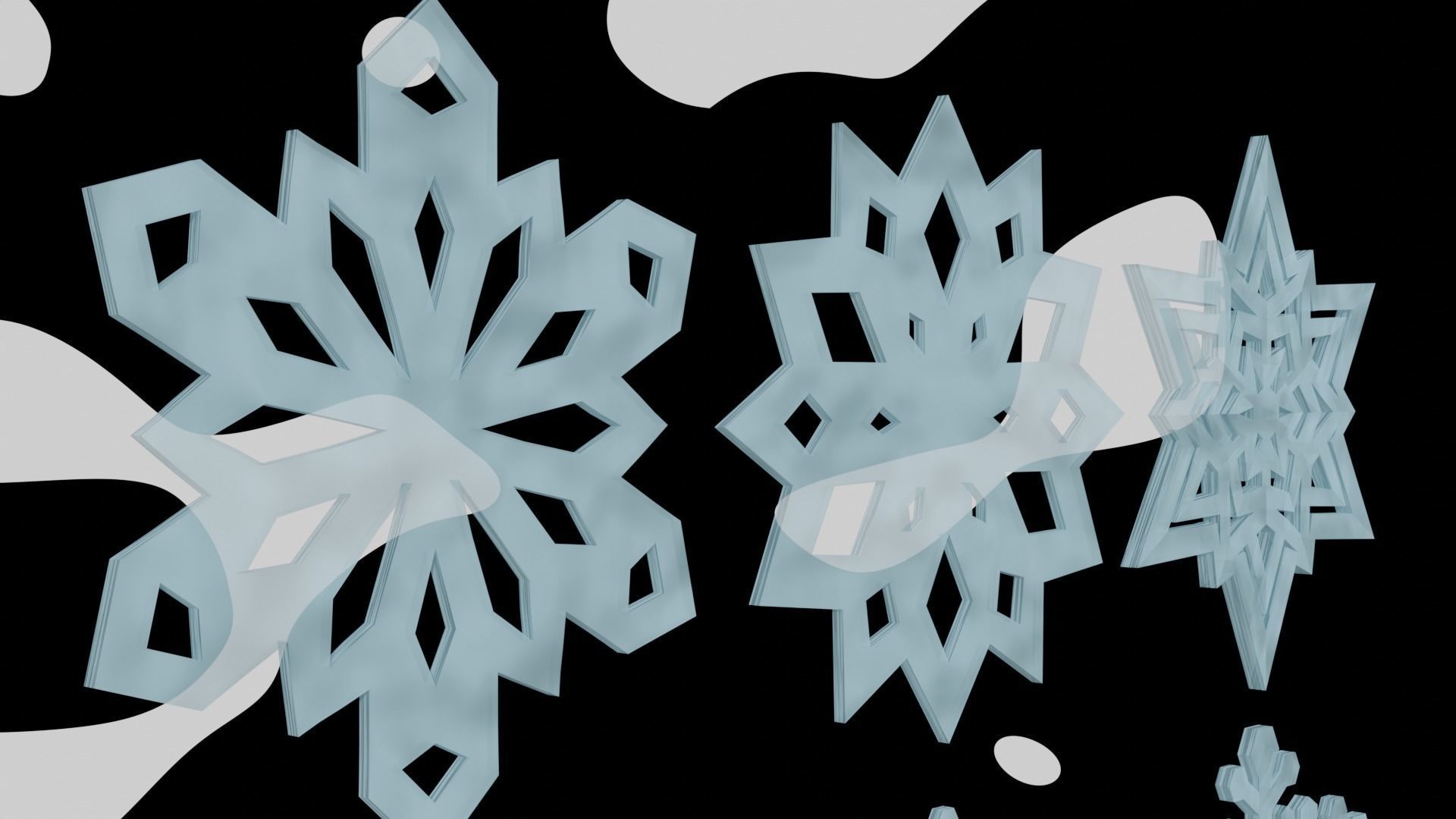 Snowflake collection ice Low-poly 3D model_3