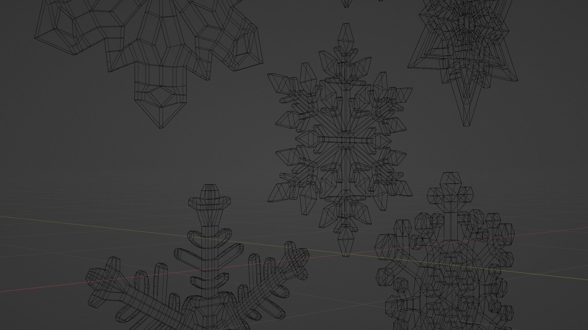Snowflake collection ice Low-poly 3D model_5