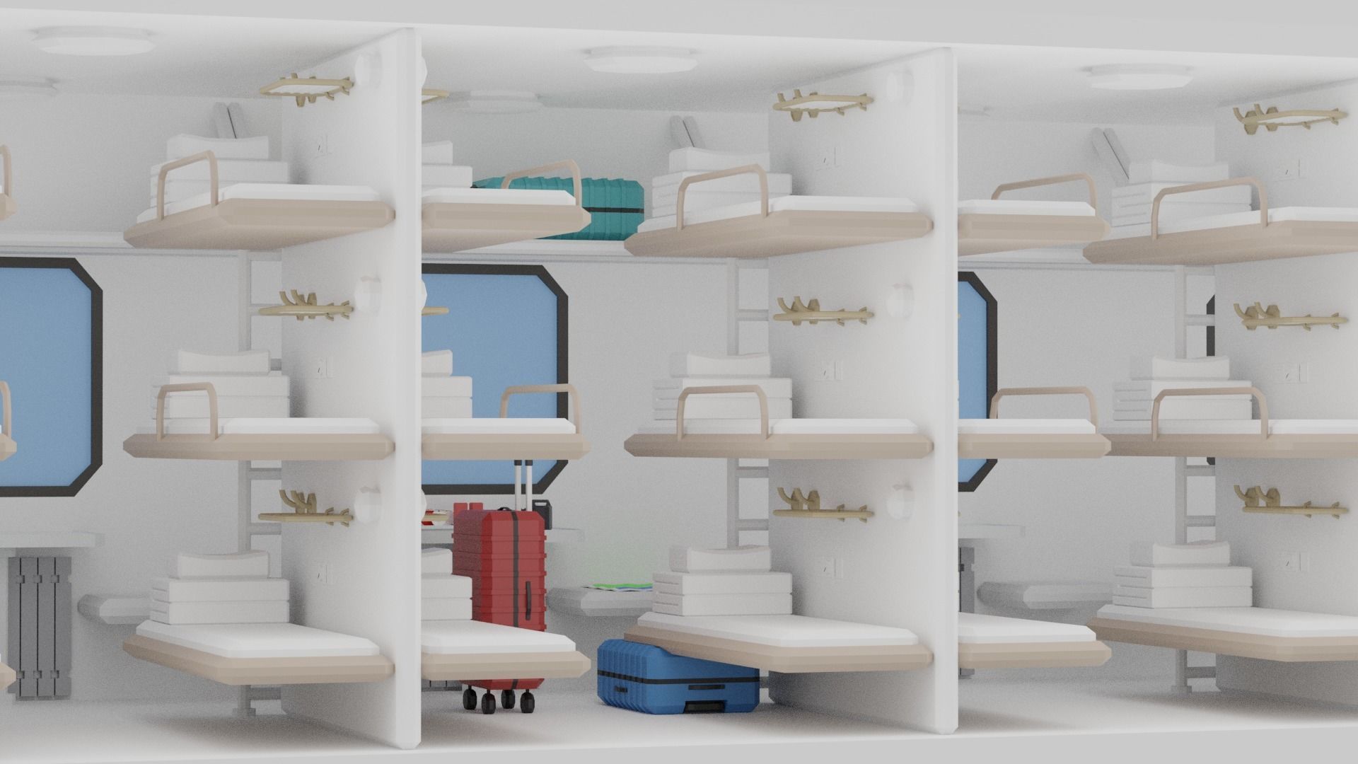 Cartoon Sleeper Train Interior 3D model | CGTrader