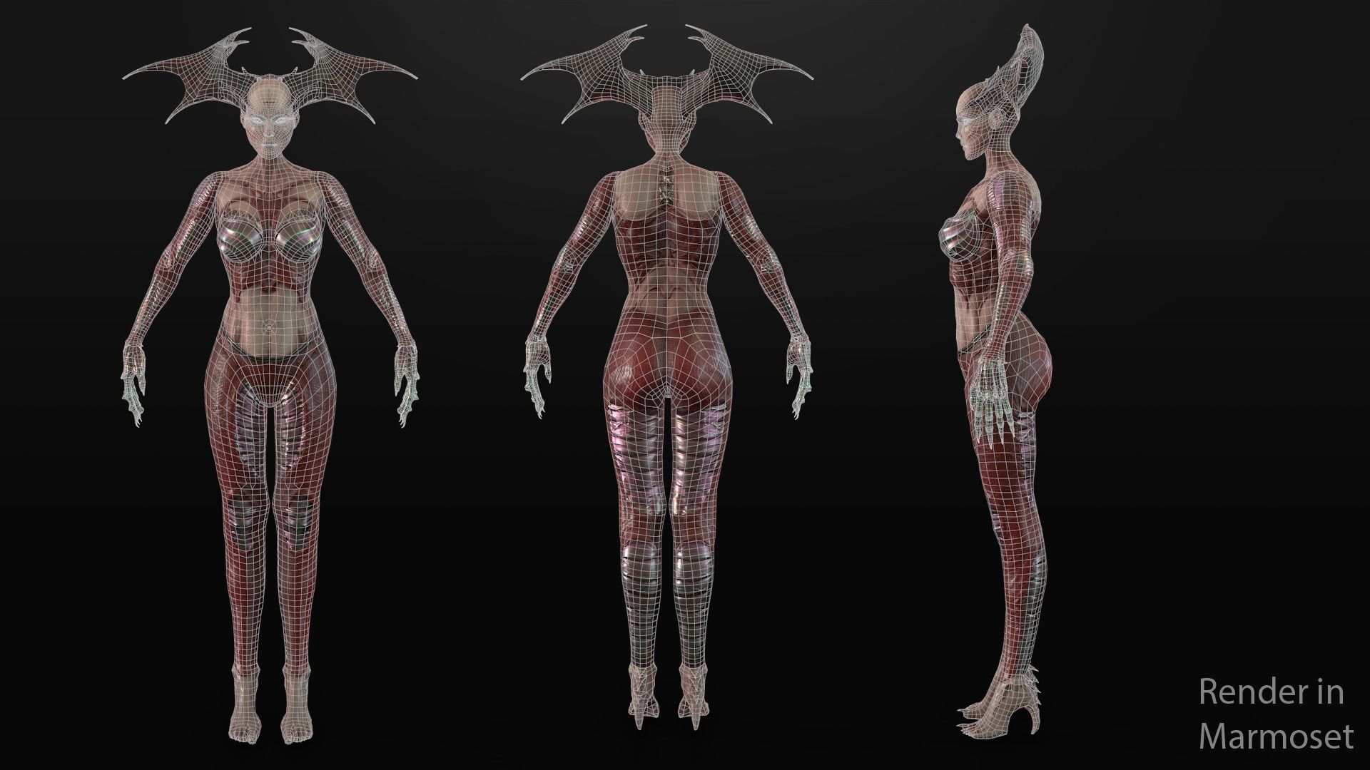 Succubus - Game Ready Low-poly 3D model_4