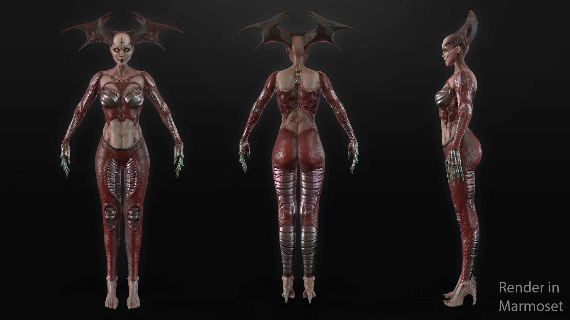 Succubus - Game Ready Low-poly 3D model_3
