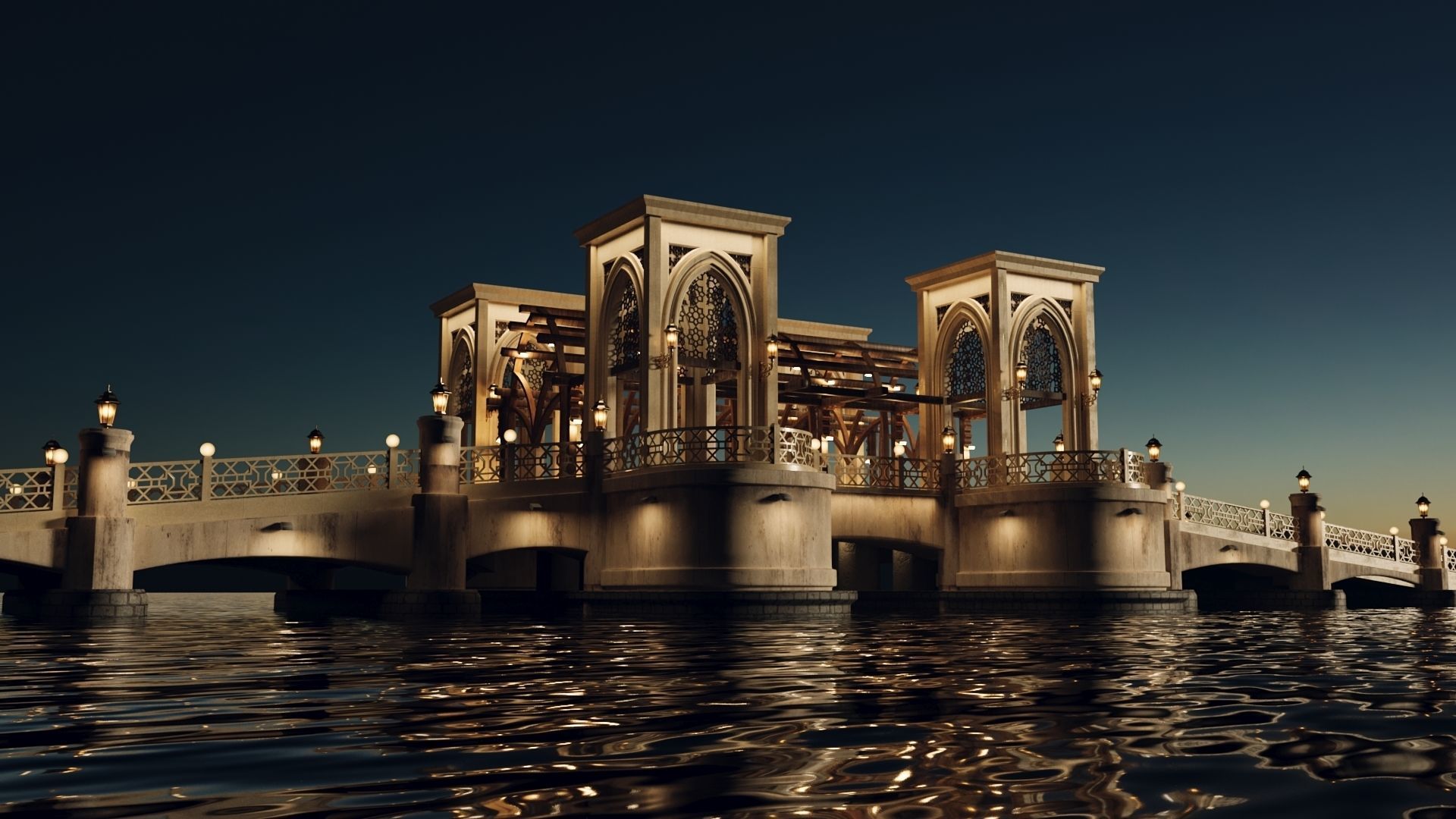 Souk Al Bahar Bridge 3D model_1