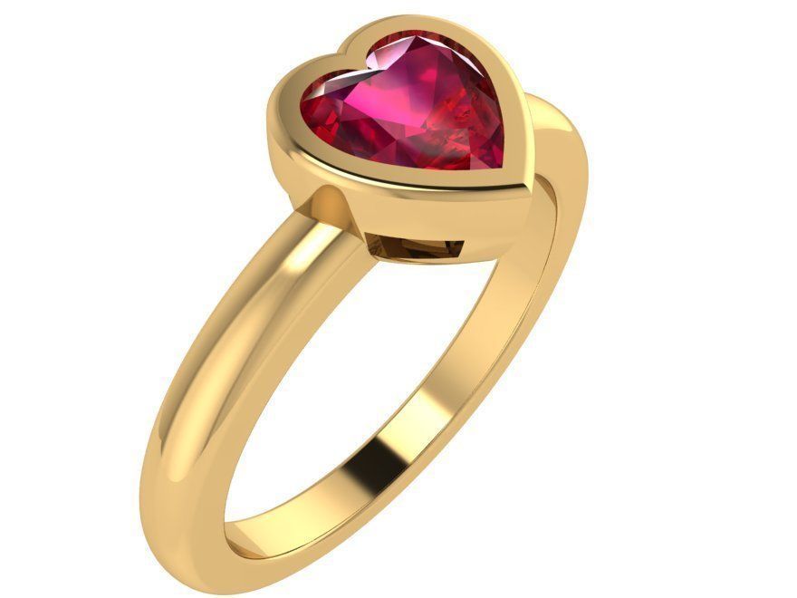 Heart Solitaire Ring 0548 3D print model_1
