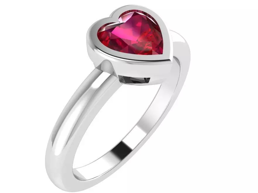 Heart Solitaire Ring 0548 3D print model_0