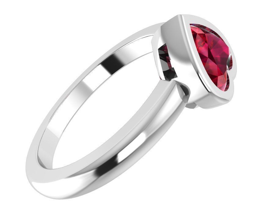 Heart Solitaire Ring 0548 3D print model_3