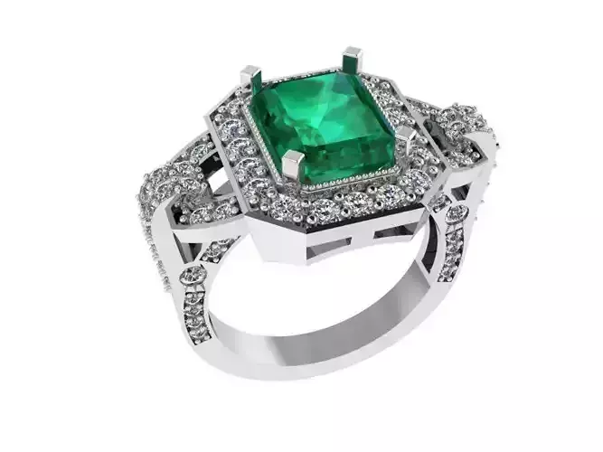 Emerald Halo Ring 0552