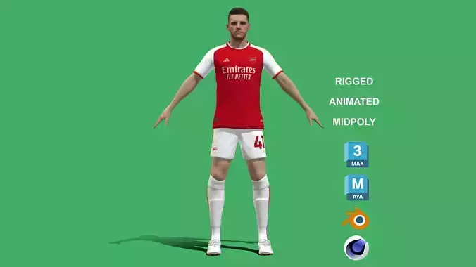3D Rigged Declan Rice EPL 2024 3D model