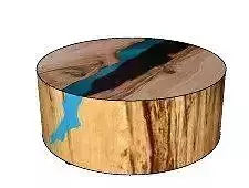 Round stump coffee table with resin Free 3D model