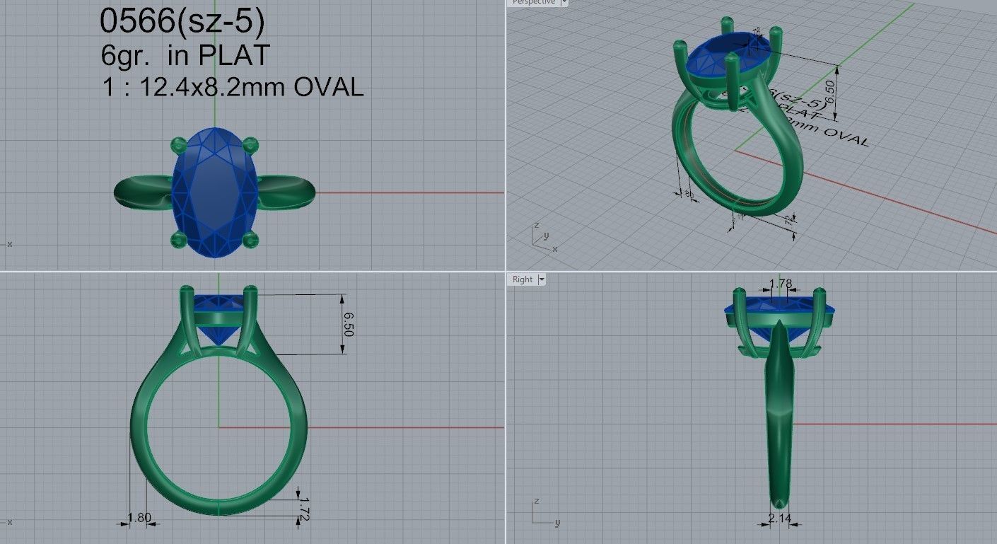 Oval Basket Setting Ring 0566 3D print model_4