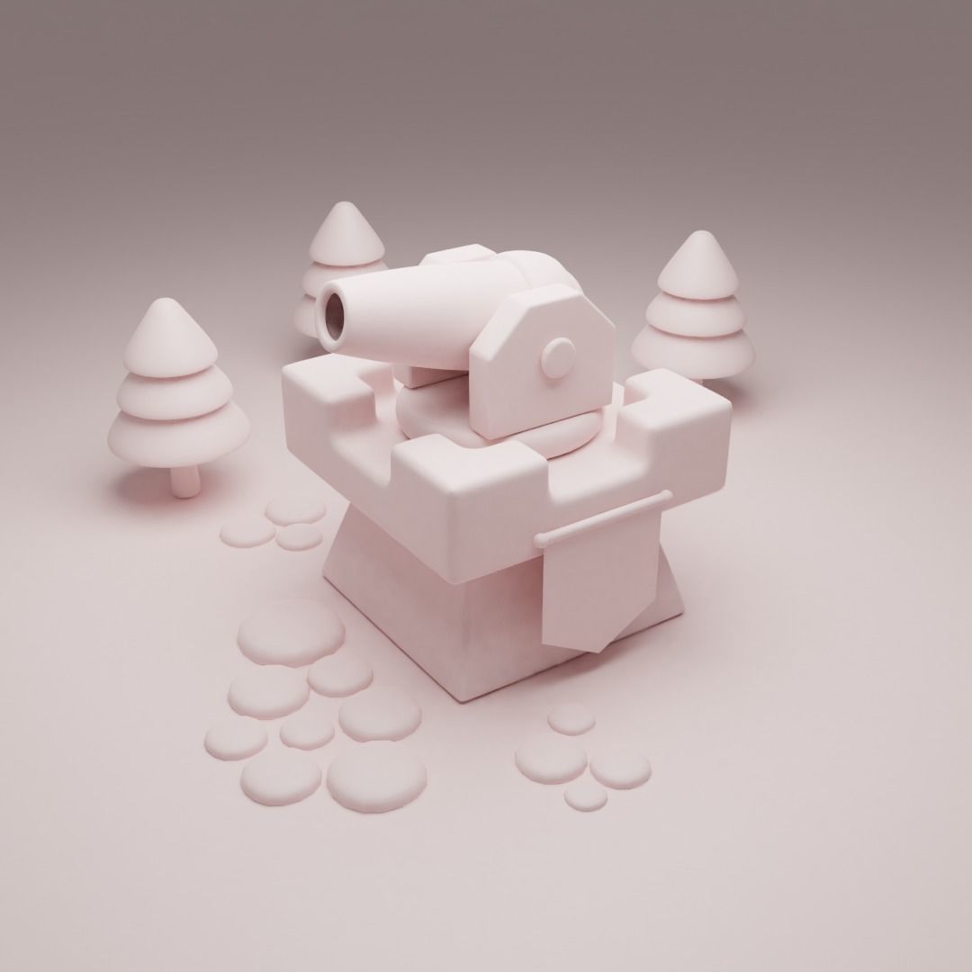 Stylized Cannon  Free low-poly 3D model_1