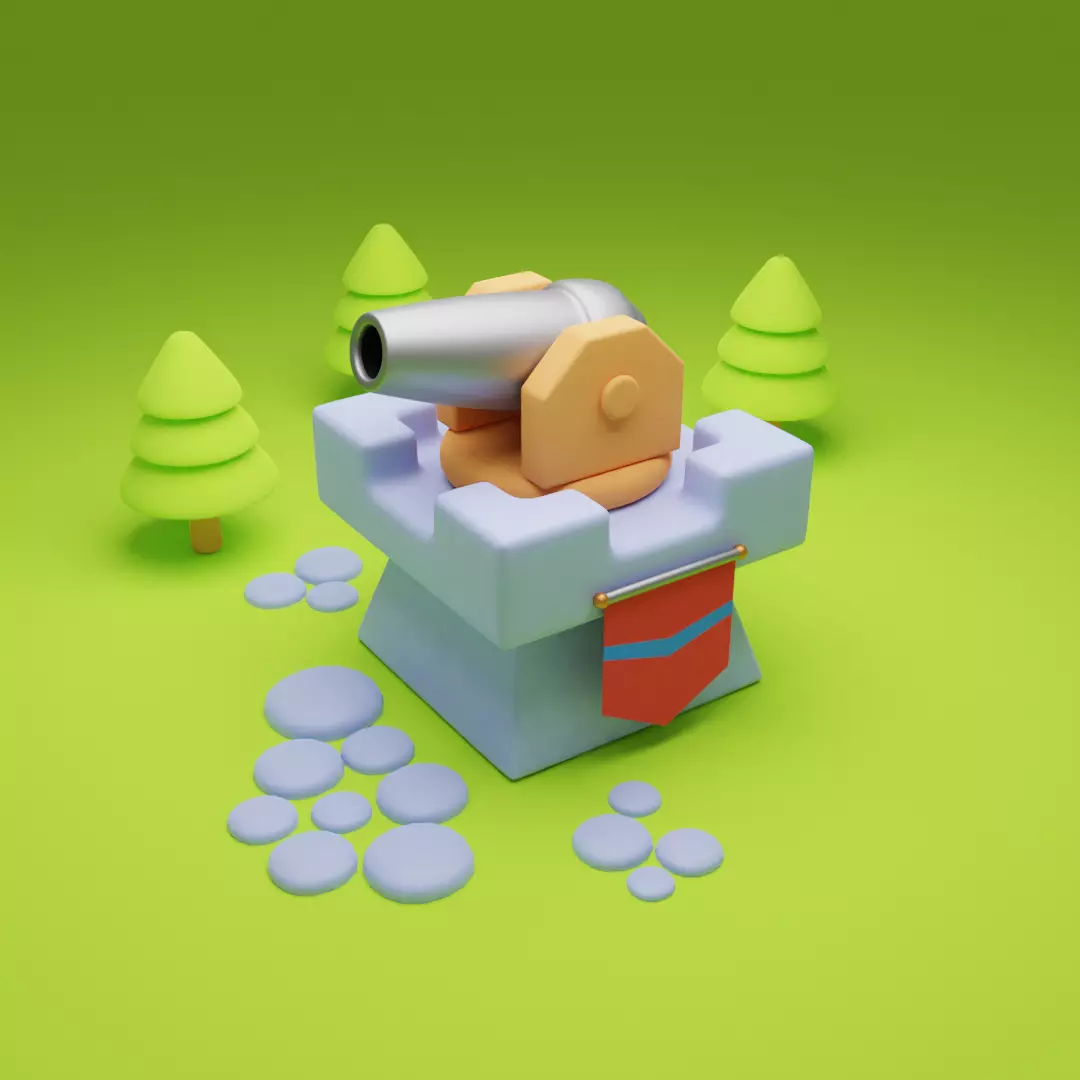 Stylized Cannon  Free low-poly 3D model_0