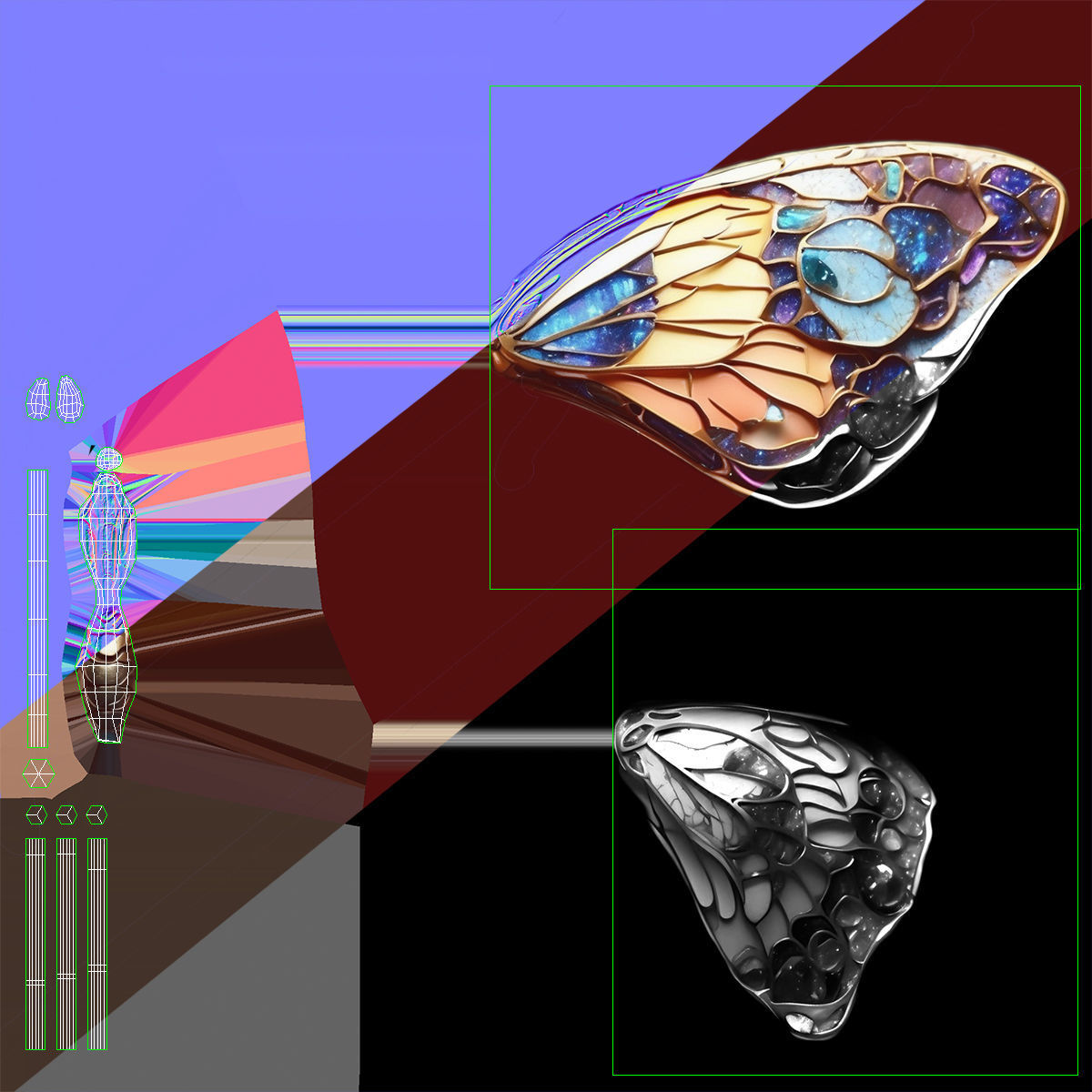 Fantasy Butterfly 01 Low-poly 3D model_13