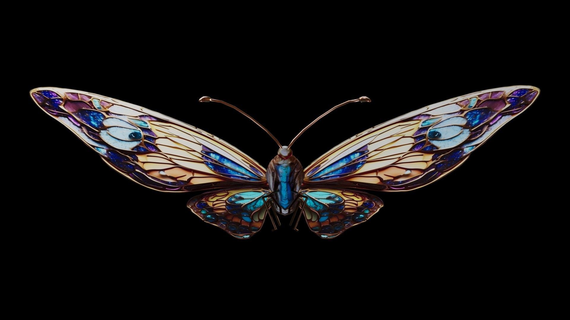 Fantasy Butterfly 01 Low-poly 3D model_16