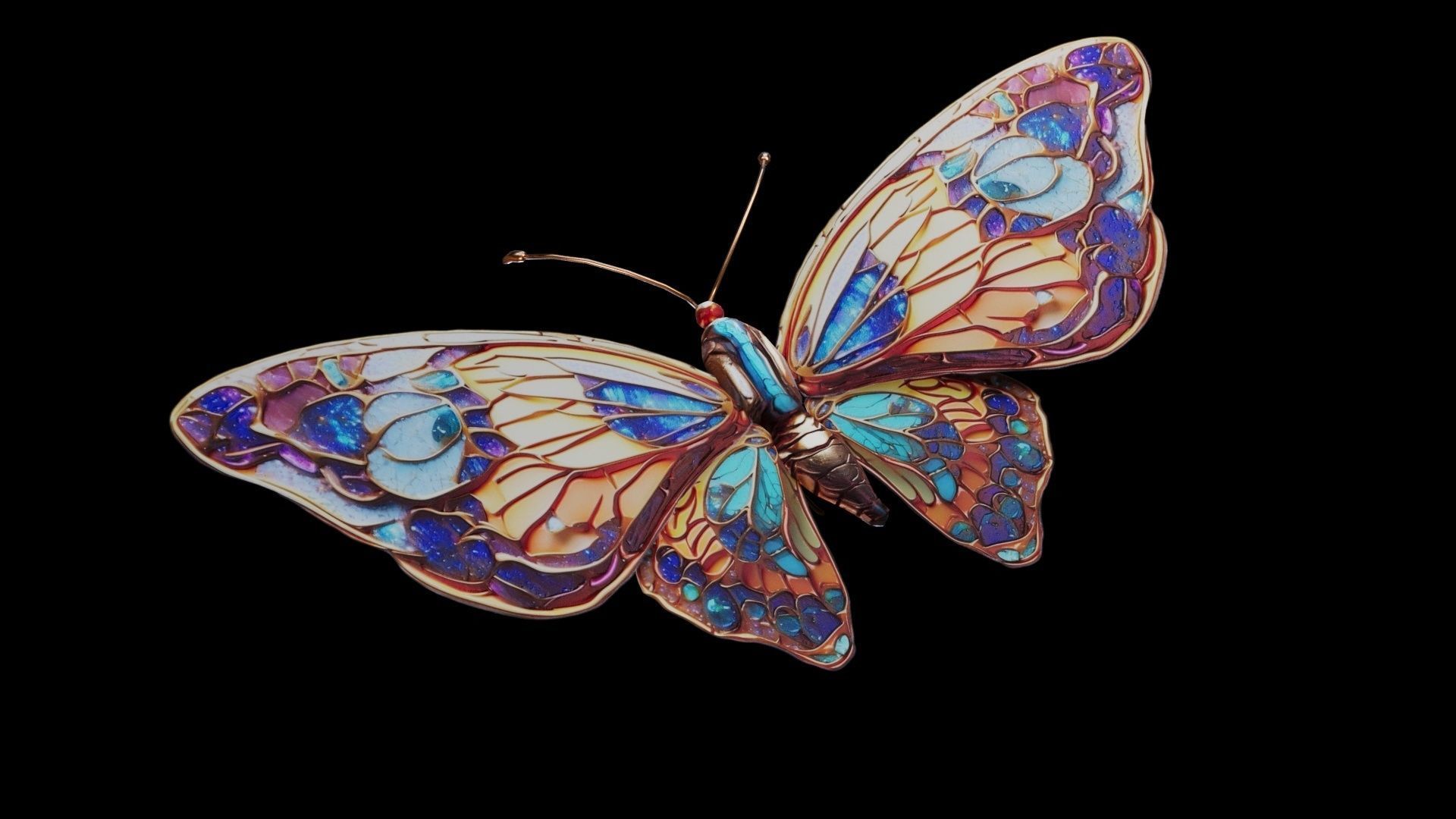 Fantasy Butterfly 01 Low-poly 3D model_15