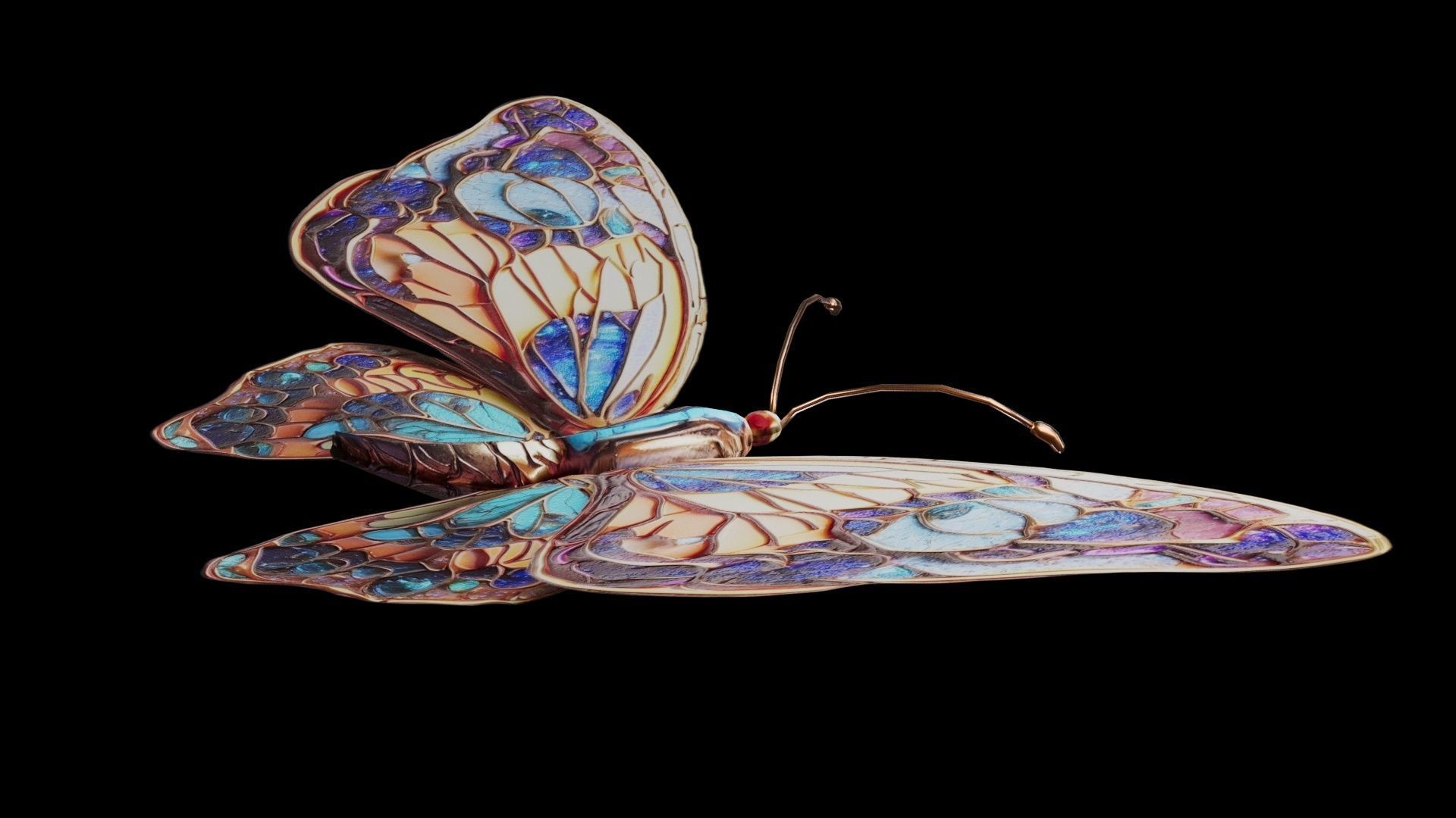 Fantasy Butterfly 01 Low-poly 3D model_19