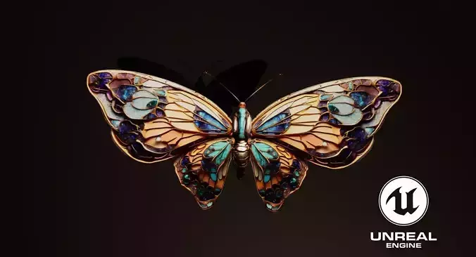 Fantasy Butterfly 01 Low-poly 3D model