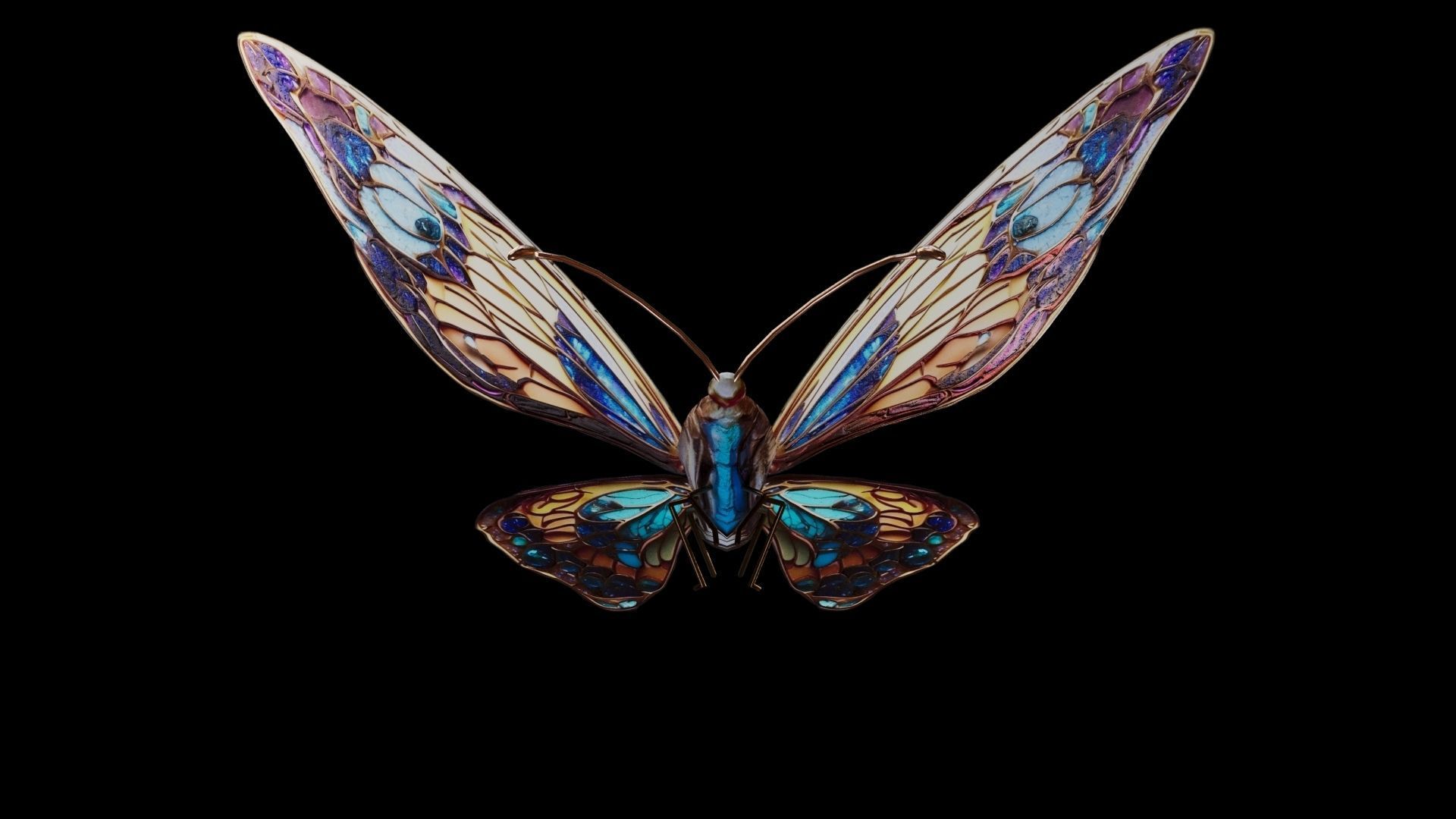 Fantasy Butterfly 01 Low-poly 3D model_20