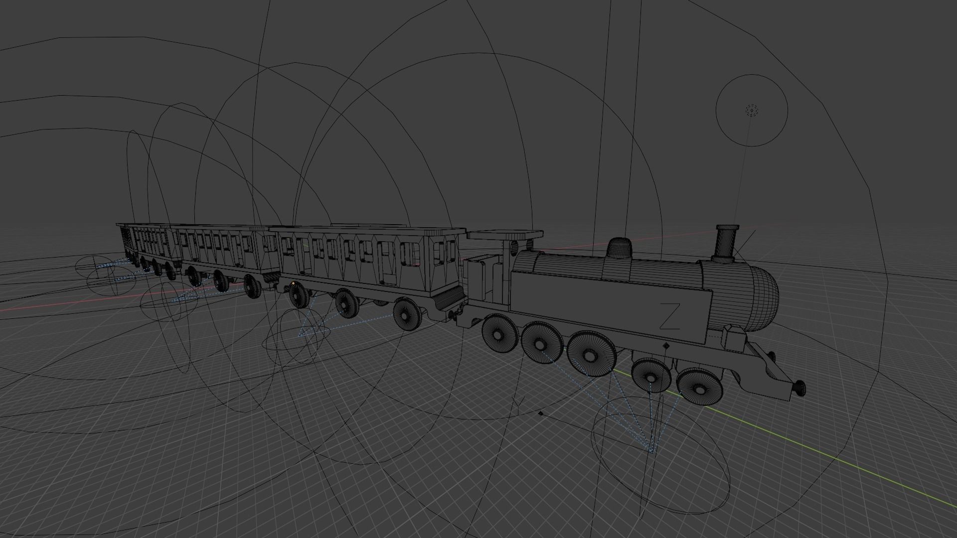 WOODEN LARGE TRAIN and CARRIAGES BUNDLE - RogueFilmProductions Low-poly 3D model_12