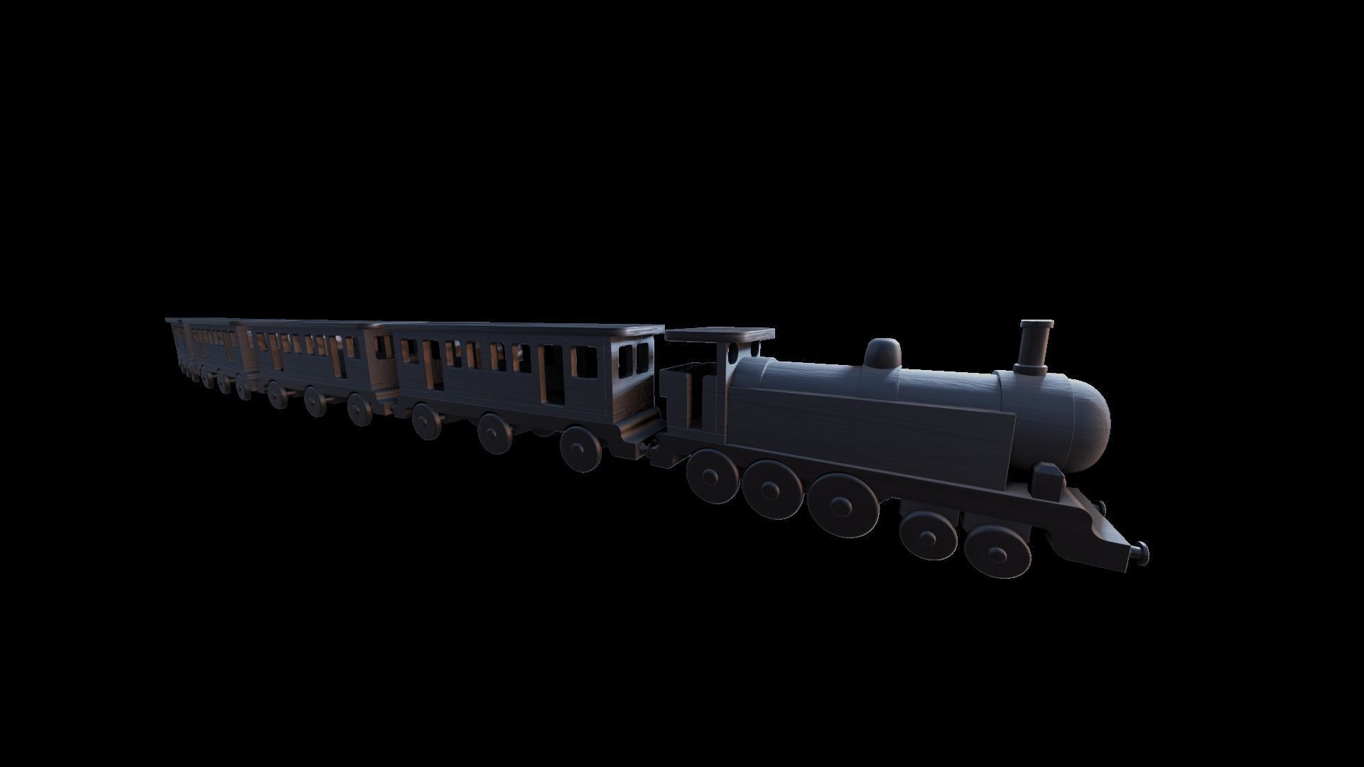 WOODEN LARGE TRAIN and CARRIAGES BUNDLE - RogueFilmProductions Low-poly 3D model_9