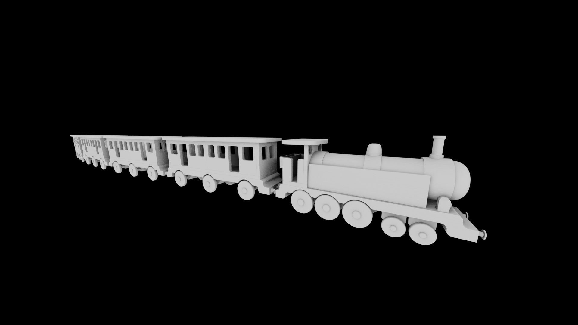 WOODEN LARGE TRAIN and CARRIAGES BUNDLE - RogueFilmProductions Low-poly 3D model_8
