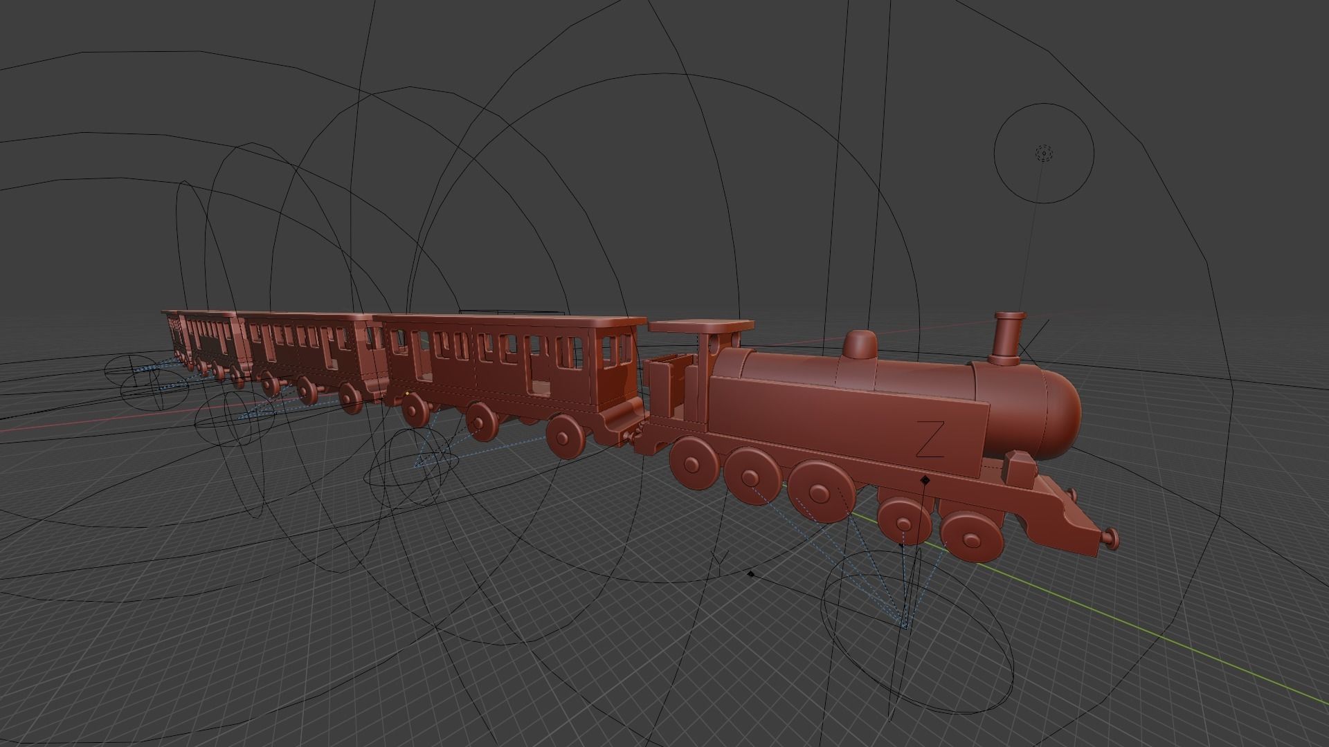 WOODEN LARGE TRAIN and CARRIAGES BUNDLE - RogueFilmProductions Low-poly 3D model_11