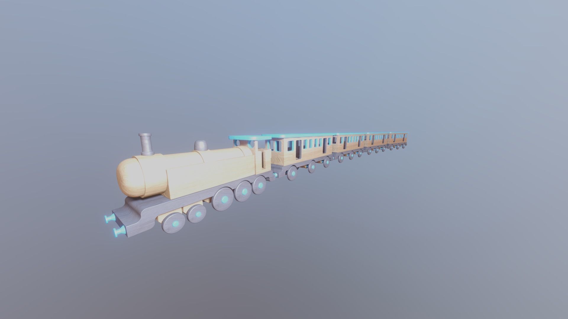 WOODEN LARGE TRAIN and CARRIAGES BUNDLE - RogueFilmProductions Low-poly 3D model_2