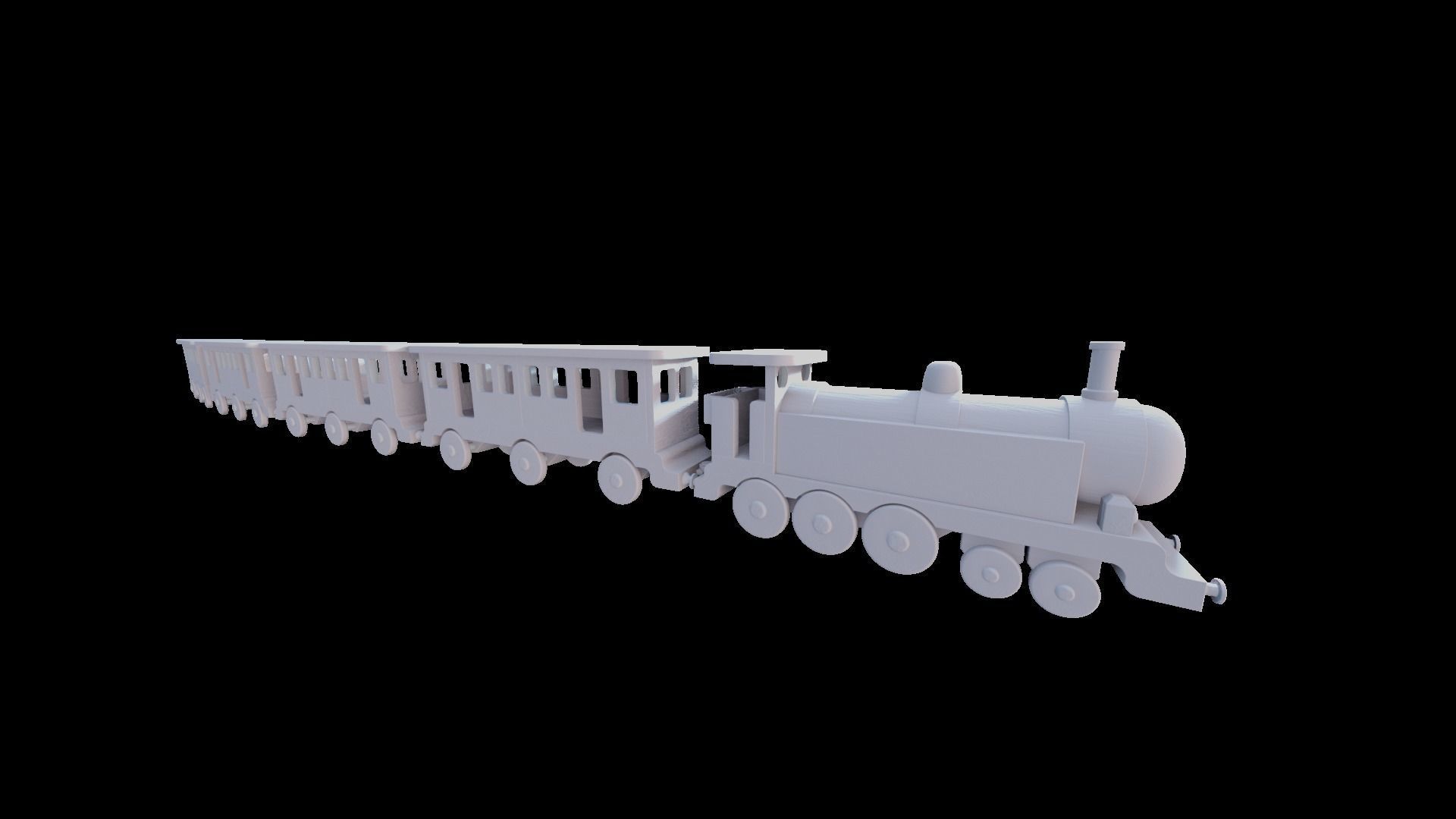 WOODEN LARGE TRAIN and CARRIAGES BUNDLE - RogueFilmProductions Low-poly 3D model_10