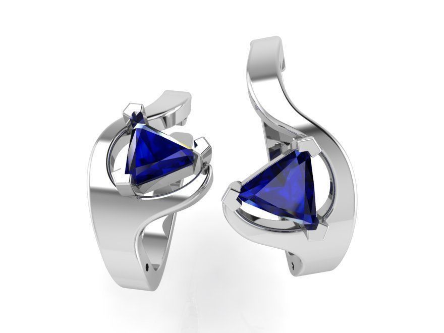 Trilliant Ring Earring Pendant Set 0583 3D print model_2