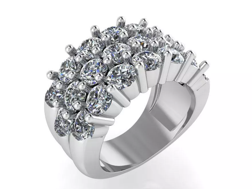 3 Row Diamond Ring 0585 3D print model