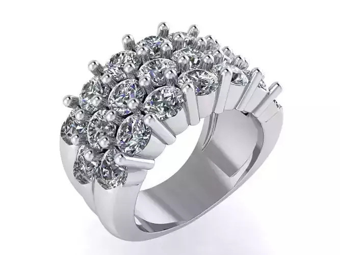 3 Row Diamond Ring 0585