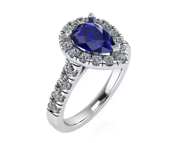 Pear Halo Ring 0586